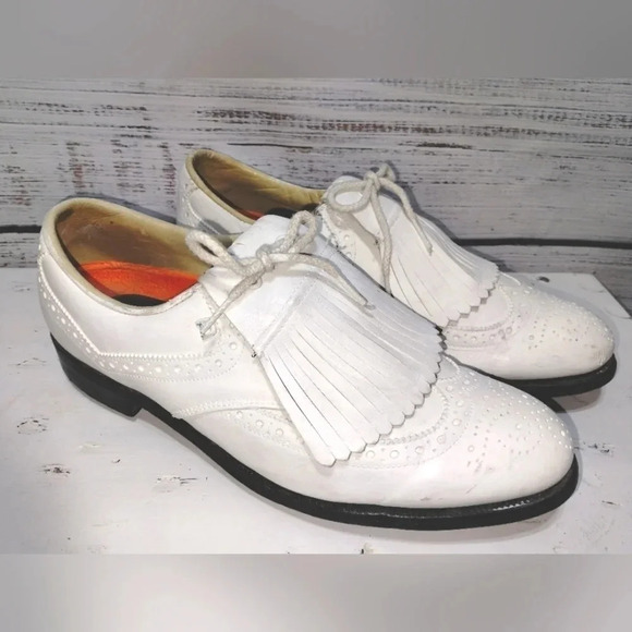 Dexter Golf Shoe in White Men's size 9.5A Vintage Outdoor Spikes Athletic - Picture 3 of 6